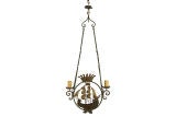 Wrought Iron and Tole Painted Two Light Ship Chandelier