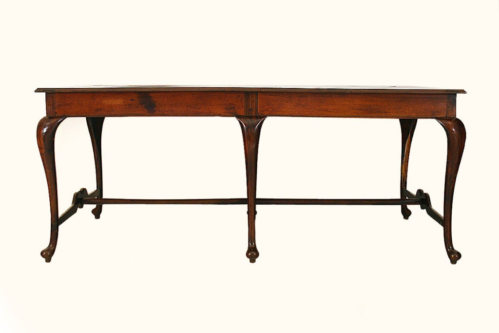 Queen Anne Six Leg Library Table with Double H-Form Stretchers