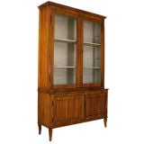 Italian Neoclassical Walnut Bookcase Cabinet