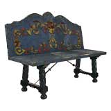 Spanish Baroque Style Walnut and Upholstered Hall Bench