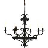 Italian Wrought and Formerly Gilt Iron 6-Light Chandelier