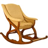 Antique Austrian Fruitwood "Sleigh" Rocking Chair