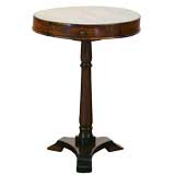 Antique Neoclassical Period Walnut and Inlaid Round Pedestal Table