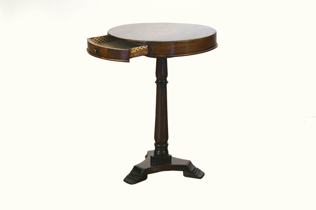 Neoclassical Period Walnut and Inlaid Round Pedestal Table