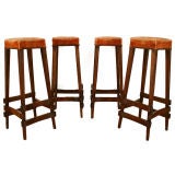 Vintage Set of 4 Chestnut High Stools