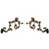 Pr. of Early Rococo Wall Appliques or Lantern Hangers