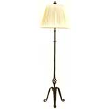 Vintage Italian Wrought Iron Art Deco Two Light Floor Lamp