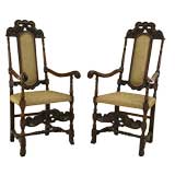 Pair of Italian Renaissance Inspired Walnut Armchairs