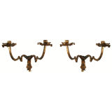 Pair of Italian Wrought and Gilt Iron Wall Appliques