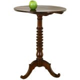 Antique Mid Neoclassical Period Piemontese Walnut Round Pedestal Table