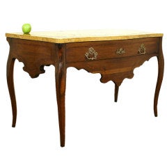 Rococo Walnut and Rosewood Inaid One-Drawer Console Table