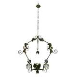 Green Painted Wrought Iron and Metal Hanging Lantern/Chandelier