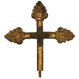 Antique Italian Baroque Period Carved Giltwood Processional Cross