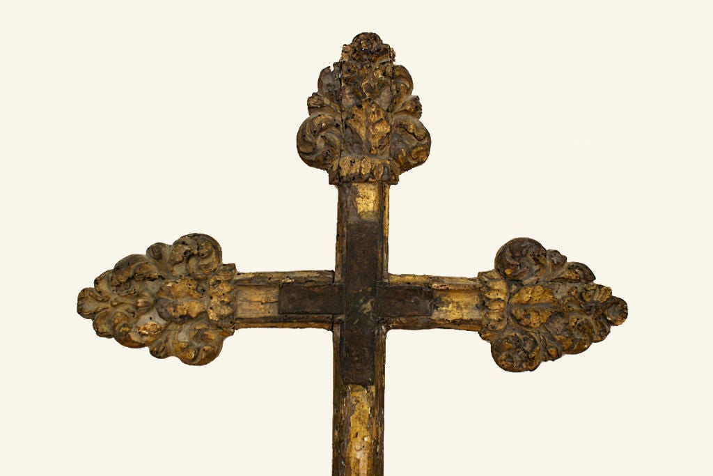 Italian Baroque Period Carved Giltwood Processional Cross