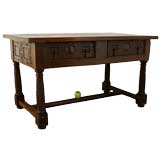 Spanish Late Baroque Walnut Two-Drawer Refectory Table