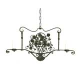 Vintage Wrought Iron and Painted Metal 2-Light Horizontal Chandelier