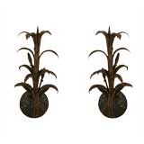 Pair of Italian Wrought Iron Leaf Form 1-light Sconces