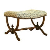 Vintage French Faux Bamboo Walnut Bench in the Empire style