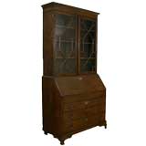 George III Secretary in Oak with Separated Glass Upper Section