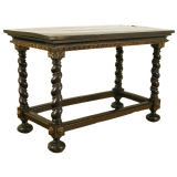 Italian Baroque Ebonized, Giltwood, and Inlaid Center Table
