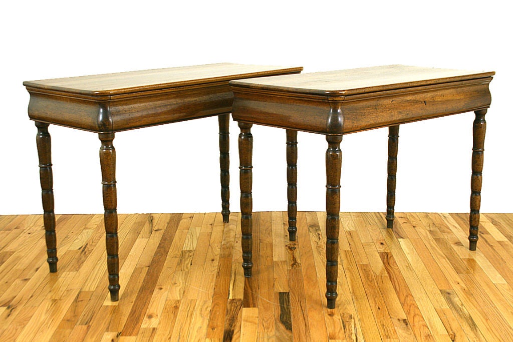 Pair of French Walnut Charles X One Drawer Consoles