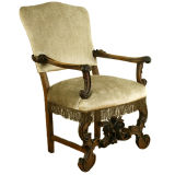 Venitian Style Walnut Carved Parade Chair