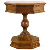 Italian Baroque Style Light Walnut Octagonal One Drawer Table