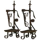 Pair of Italian Wrought Iron Candlesticks