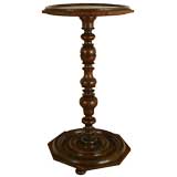 LXIII-Style Walnut Turned 
Carved Pedestal Table or Candlestand