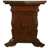 Baroque Style Carved and Stained Oak Hexagonal Top Side Table