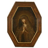 Oil on Canvas depicting the Madonna in Octagonal Frame