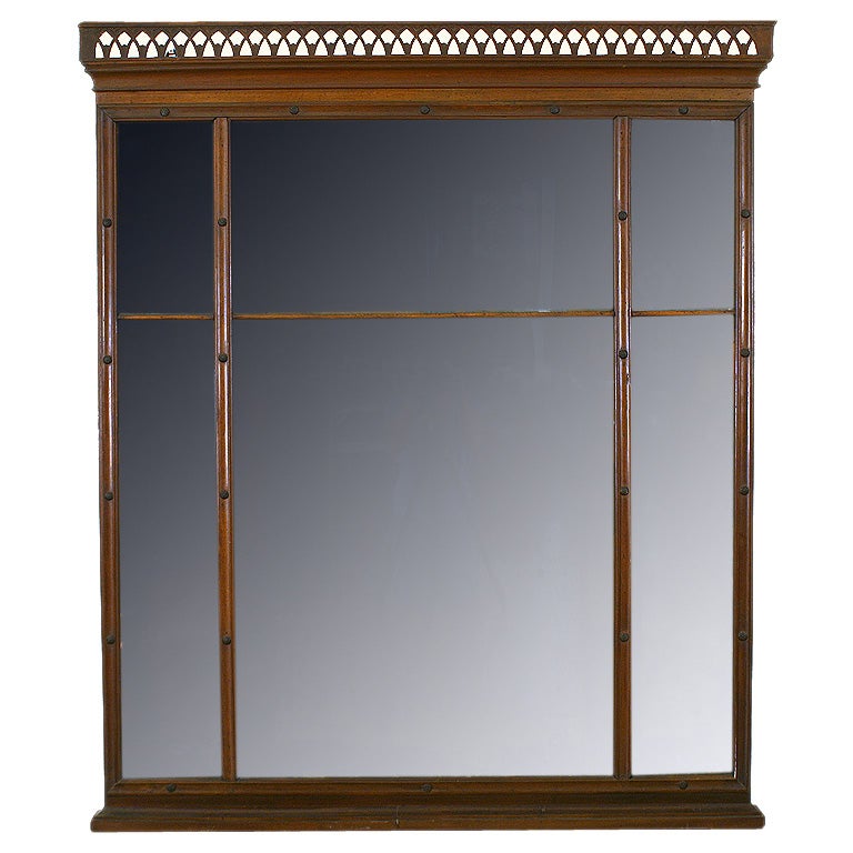 Italian Directoire Period Walnut Reticulated Mirror