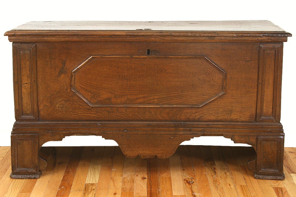 Spanish Late Baroque Pinewood Cassone on Raised Bracket Feet