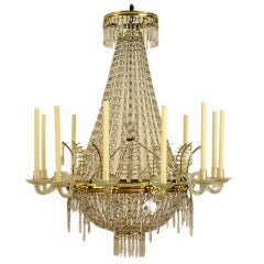 Baltic Empire Period Brass and Blown Glass Chandelier