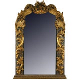 Italian Louis XIV Carved, Faux Painted, and Giltwood Mirror