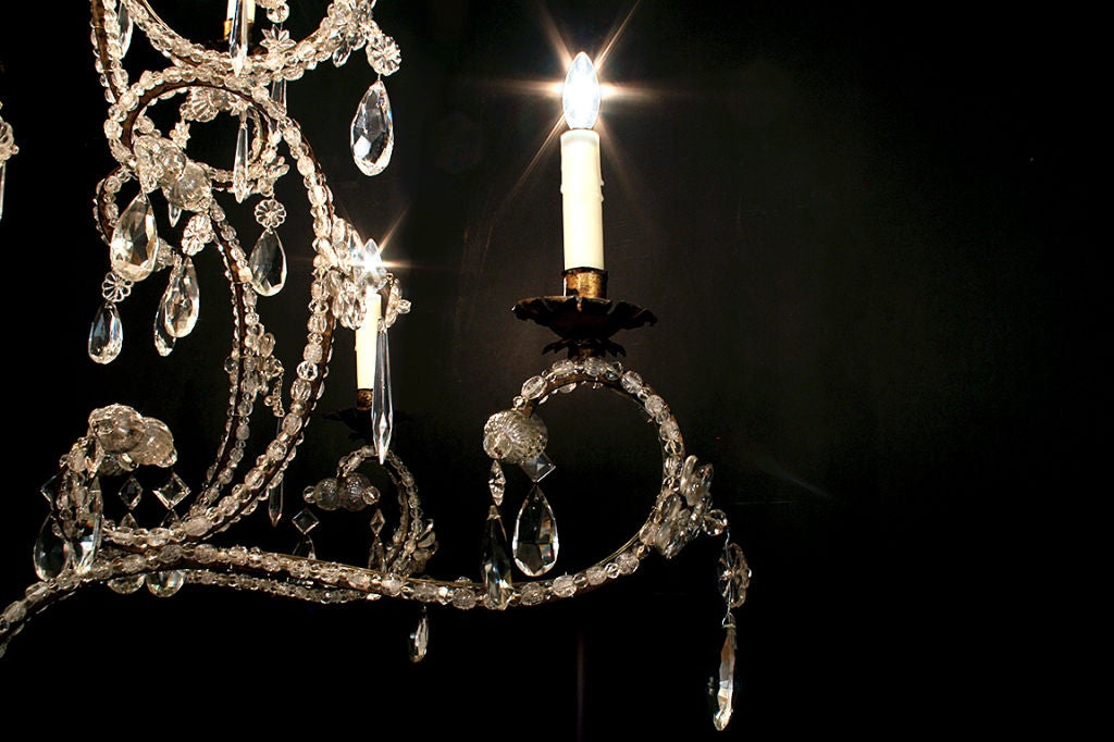 Piemontese Baroque Style Gilt Iron & Crystal 12-Light Chandelier 2