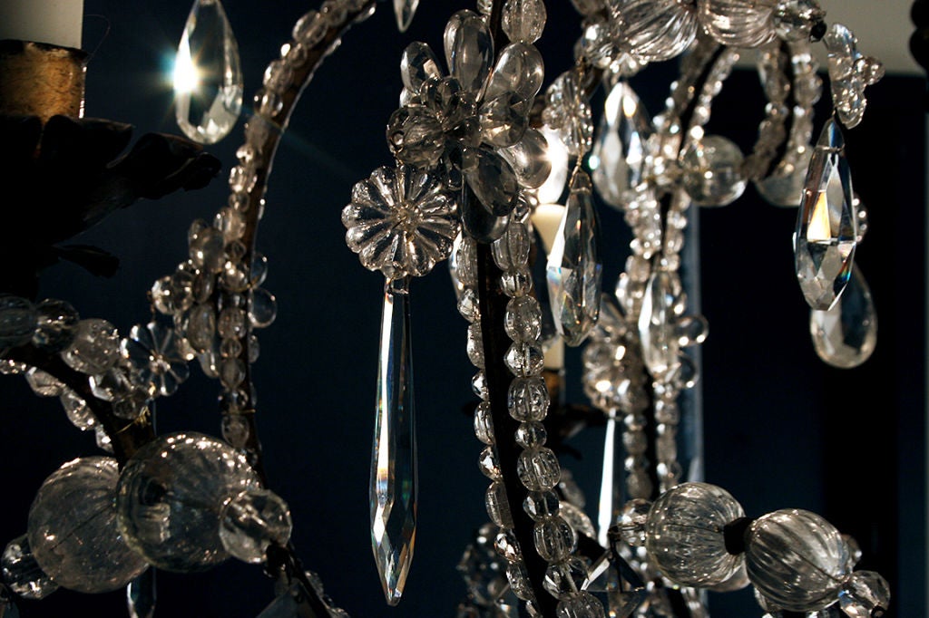 Piemontese Baroque Style Gilt Iron & Crystal 12-Light Chandelier 4