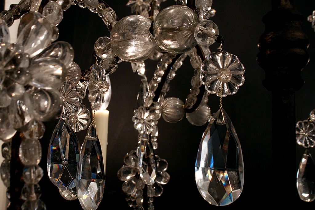 Piemontese Baroque Style Gilt Iron & Crystal 12-Light Chandelier 5