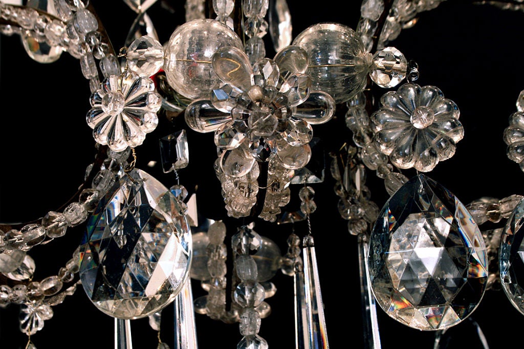Piemontese Baroque Style Gilt Iron & Crystal 12-Light Chandelier 6