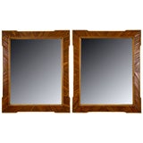 A Pair of Italian Neoclassical Walnut & Fruitwood Veneer Mirrors
