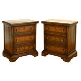 A Pair of Italian Baroque Style Walnut and Inlaid Commodes