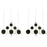 Pair of Continental Wrought Iron and painted  Hanging Ornaments