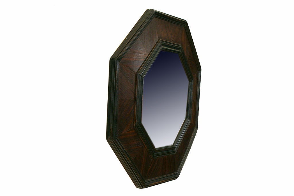 Italian Baroque Style Rosewood & Ebonized Octagonal Mirror