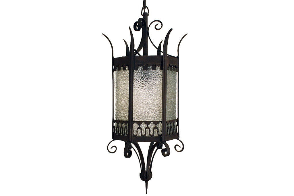 Italian Wrought Iron and Metal Hexagonal Lantern