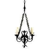 Italian Wrought Iron Rococo Style Four Light Chandelier