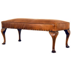 English George III Walnut Bench and Leather Upholstered Bench
