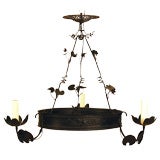 French Wrought Iron and Cast Metal 3-Light Chandelier