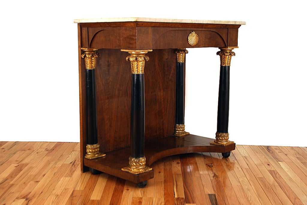 Italian Empire Period Mahogany, Giltwood, and Ebonized Marble To