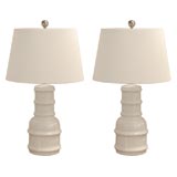 Pair of Vintage Ceramic White Lamps