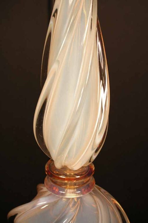 Modern Seguso Amber Opaline Glass Lamp by Marbro, circa 1960